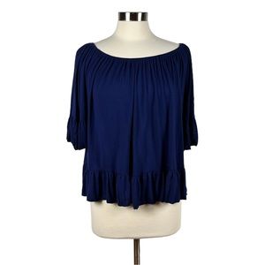 Right Basics Blue Rayon Peplum Top